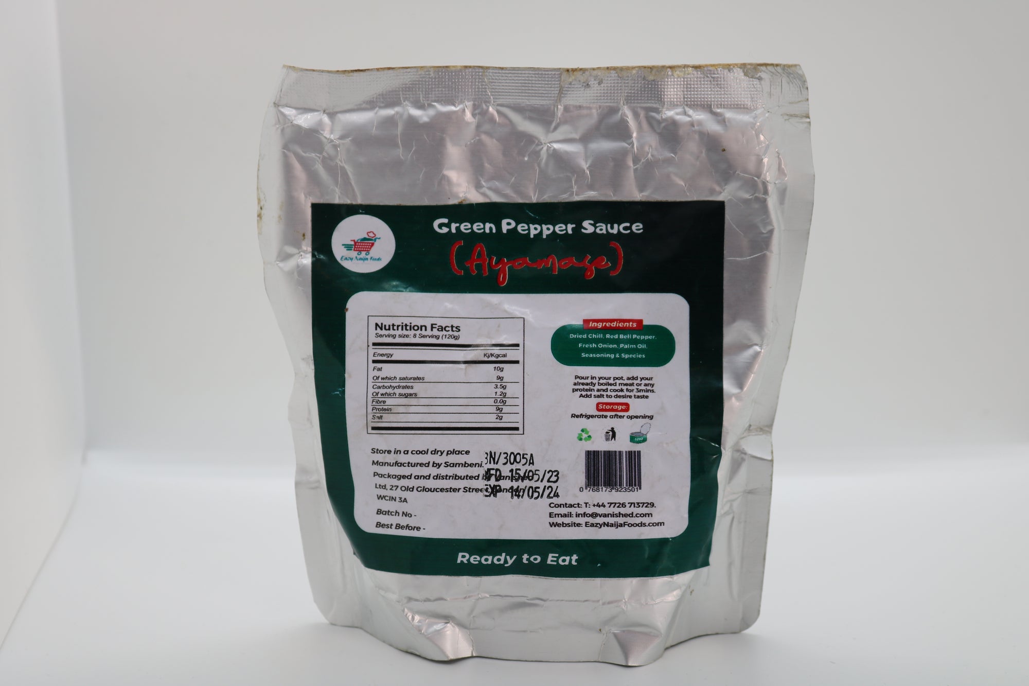 Ayamase, (Green Pepper Chilli Sauce). Ready to Eat. 500g